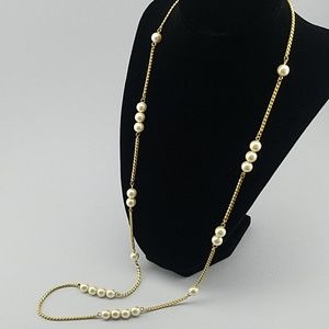 EUC Liz Claiborne Inc Long necklace gold pearl